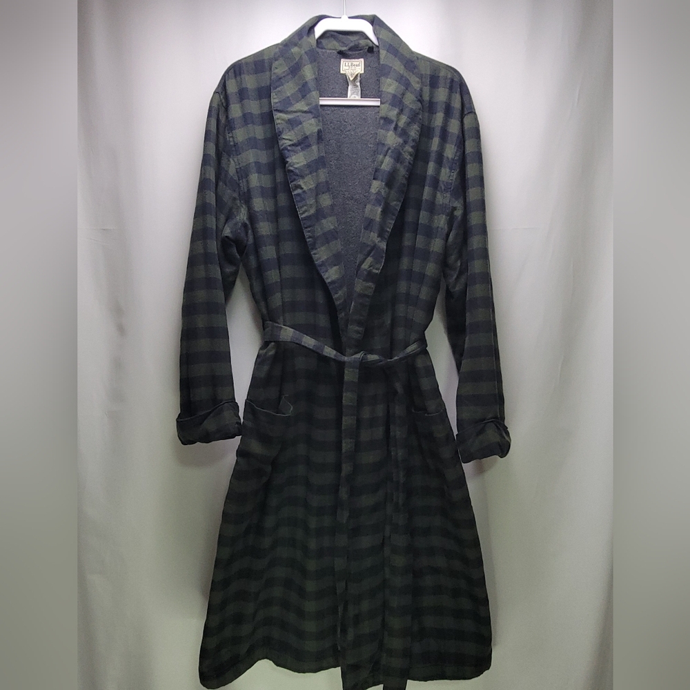 Vintage L.L.Bean Plaid‎ Fleece Lined Robe Mens Large
